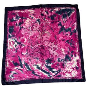 Womens Vibrant Pink & Blue Animal Print Silk Scarf
